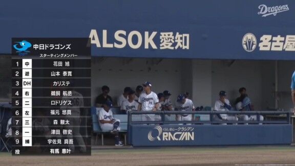 中日・有馬惠叶が先発へ!!! 中日ドラゴンズ2軍、スタメン発表!!!