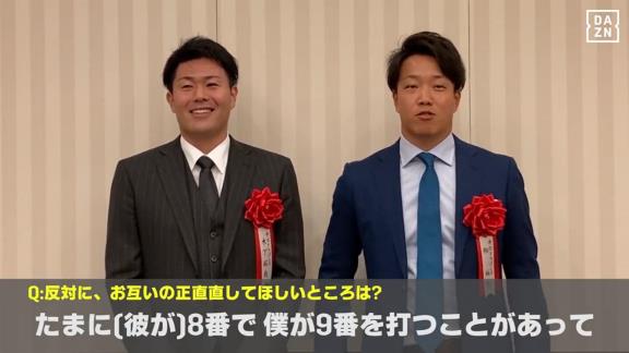 Q.お互いの正直直してほしいところは？　中日・柳裕也投手「一塁ランナーに木下さんがいると相当いいところに転がさないとちょっと『ヤベェな』という重圧があるので、走力の方も上げてもらって、打つならツーベースぐらいにしてほしいですね（笑）」