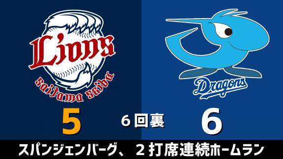 6月6日(土)　練習試合「西武vs.中日」　スコア速報