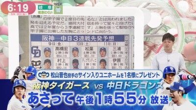 5月9日(金)からのセ・リーグ公式戦「阪神vs.中日」3連戦、両チームの先発予想6人
