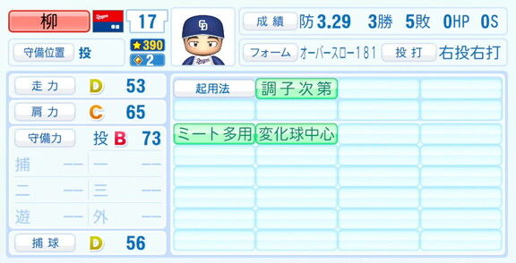 中日・柳裕也、『パワプロ2026』6月11日(木)アップデートでの選手能力査定・紹介文は…? オンライン能力更新で強化される!!!