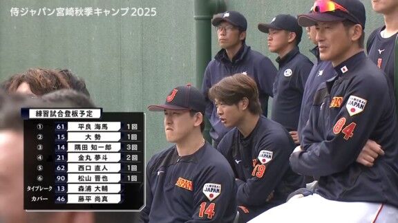 侍ジャパンの練習試合登板予定　中日・金丸夢斗は2イニング登板予定