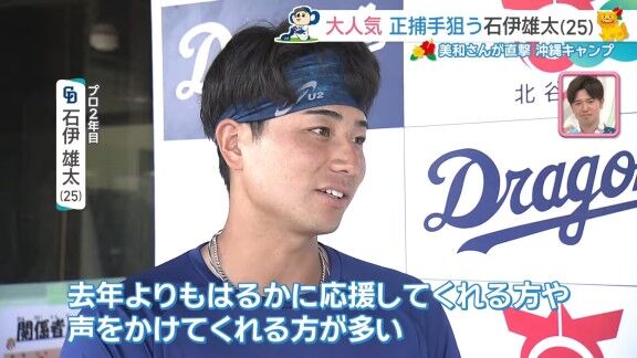 中日・石伊雄太、グッズ売り上げがチーム2位になったことについて…