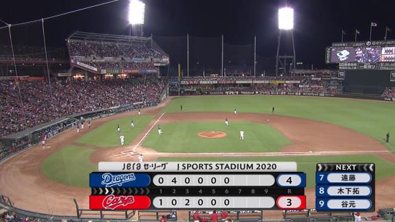 中日・谷元圭介、1点差1アウト1,3塁のピンチを無失点に抑える会心の火消し投球！　ロドリゲス「谷元さんに申し訳なかったけど、ものすごく良いピッチングをしてくれて感謝です」【投球結果】