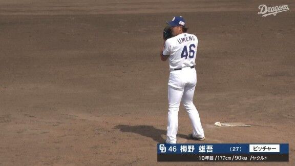 中日・梅野雄吾、最速155km/hを計測　今日の登板結果