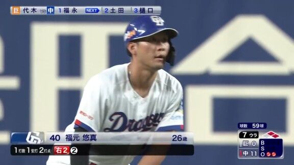 中日・福元悠真、支配下復帰後1軍初打席は代打2点タイムリーツーベース！！！
