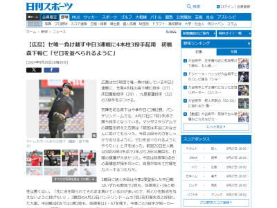 8月27日(火)からのセ・リーグ公式戦「中日vs.広島」3連戦、登板する広島先発投手3人が判明する
