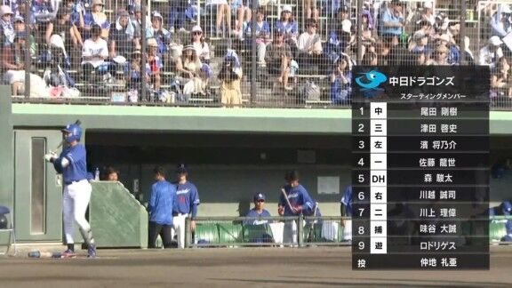 中日2軍、仲地礼亜が先発へ ドラフト3位・森駿太もスタメン入り