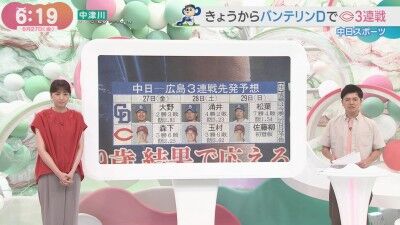 6月27日(金)からのセ・リーグ公式戦「中日vs.広島」3連戦、両チームの先発予想6人