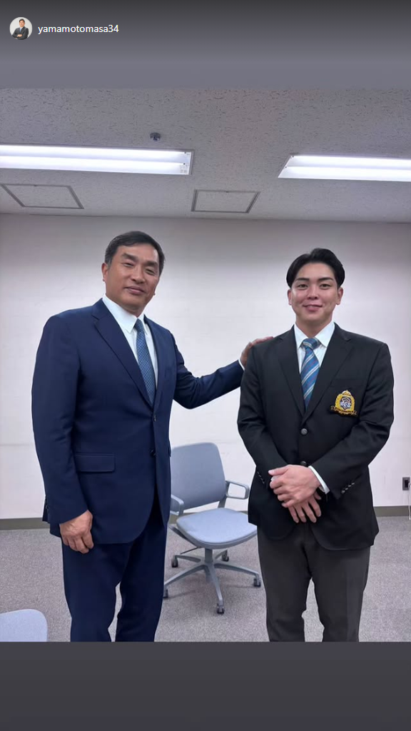 レジェンド・山本昌さん、中日ドラフト1位・中西聖輝と再開する
