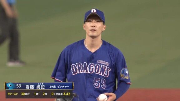 中日・齋藤綱記、ピンチを招くも無失点ピッチング
