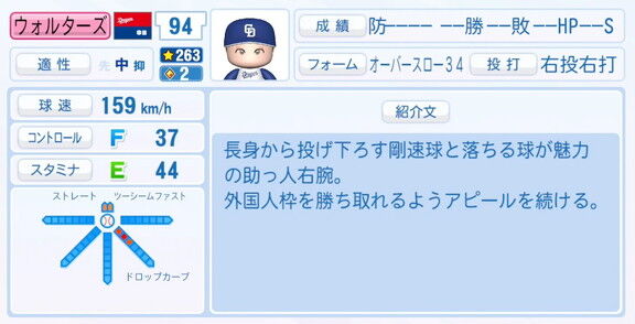 9月25日(木)『パワプロ2025』アップデート!!! 中日新助っ人・ウォルターズの選手能力査定