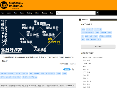 データ視点で選ぶ守備のベストナイン“DELTA FIELDING AWARDS 2022”一塁手部門　UZR、アナリスト達の各ファースト守備評価は…