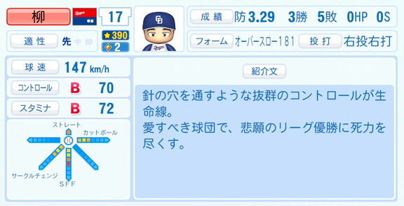 中日・柳裕也、『パワプロ2026』6月11日(木)アップデートでの選手能力査定・紹介文は…? オンライン能力更新で強化される!!!