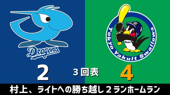 9月23日(水)　セ・リーグ公式戦「中日vs.ヤクルト」　スコア速報