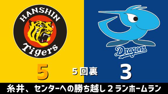 9月29日(火)　セ・リーグ公式戦「阪神vs.中日」　スコア速報