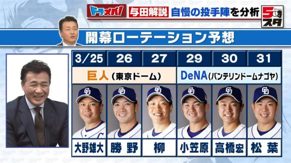 中日・与田剛EAが予想する“中日ドラゴンズ開幕ローテーション”　3本柱に期待する勝ち星の数は3人合わせて…？