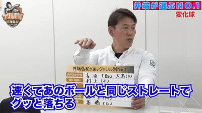 井端弘和さんが選ぶ『プロ野球 ジャンル別No.1』　変化球部門1位として中日投手の名前を挙げる