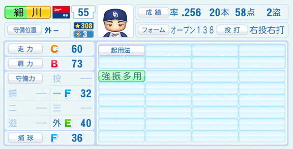 中日・細川成也、『パワプロ2026』8月20日(木)アップデートでの選手能力査定は…？