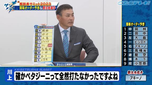 川上憲伸さん、中日開幕オーダーを予想　新助っ人・アキーノの活躍のために一番大事なものは「アキーノじゃなくて、アキーノの家族」