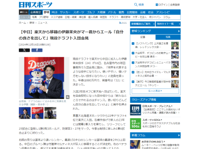中日・伊藤茉央へ、田中将大からかけられた言葉が…