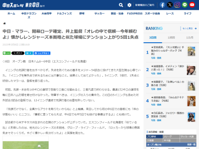 中日新助っ人・マラー「事前に行ってもらえば、中四日でも中5日でも投げる準備はするよ」