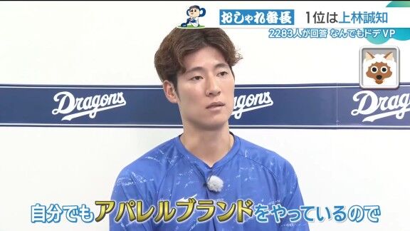 中日・上林誠知、ファッションへの意識を明かす