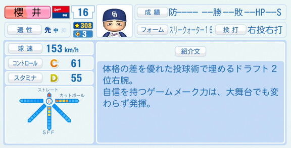 中日ドラフト2位・櫻井頼之介、『パワプロ2026』8月20日(木)アップデートでの選手能力査定　球種が変更される