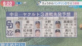 4月24日(金)からのセ・リーグ公式戦「中日vs.ヤクルト」3連戦、両チームの先発予想6人