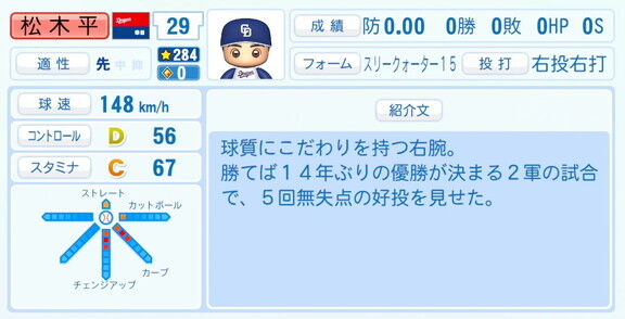 中日・松木平優太、『パワプロ2026』6月11日(木)アップデートでの選手能力査定・紹介文は…？