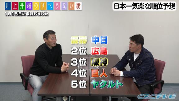 川上憲伸さんと井端弘和さん、『日本一気楽な順位予想』をする