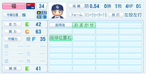 中日・福敬登、『パワプロ2026』8月20日(木)アップデートでの選手能力査定は…?