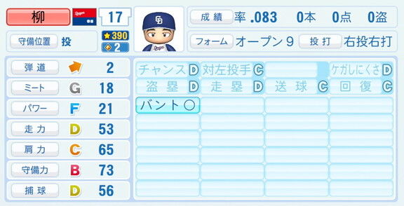 中日・柳裕也、『パワプロ2026』8月20日(木)アップデートでの選手能力査定は…？