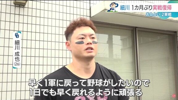 中日・細川成也、1軍への思いを語る