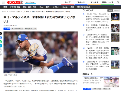 中日、ライデル・マルティネスが来季契約についてコメント