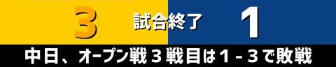 3月2日(水)　オープン戦「ソフトバンクvs.中日」【試合結果、打席結果】　中日、1-3で敗戦…　オープン戦3試合目は接戦に敗れる