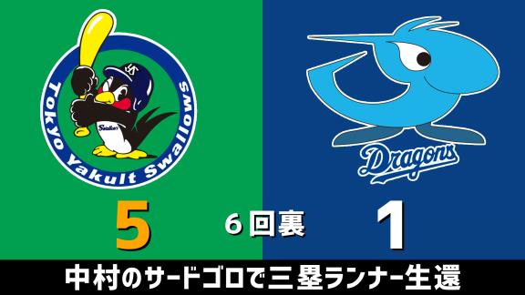 9月6日(日)　セ・リーグ公式戦「ヤクルトvs.中日」　スコア速報