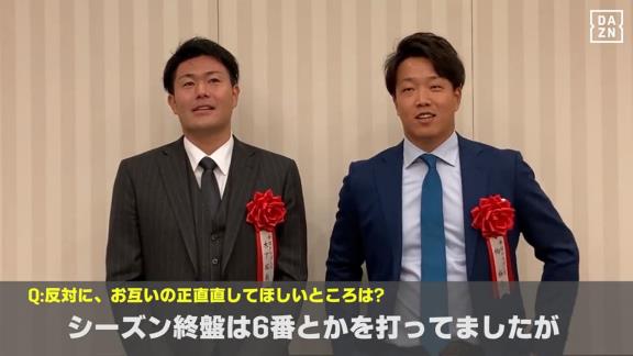 Q.お互いの正直直してほしいところは？　中日・柳裕也投手「一塁ランナーに木下さんがいると相当いいところに転がさないとちょっと『ヤベェな』という重圧があるので、走力の方も上げてもらって、打つならツーベースぐらいにしてほしいですね（笑）」