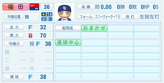 中日・福田幸之介、『パワプロ2026』8月20日(木)アップデートでの選手能力査定は…？