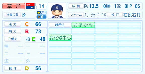 中日・草加勝、『パワプロ2026』6月11日(木)アップデートでの選手能力査定・紹介文は…?