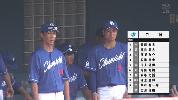 中日2軍、三浦瑞樹が先発へ 村松開人、中村奈一輝らもスタメン入り