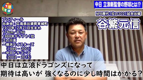 「Q.立浪ドラゴンズが強くなるのに少し時間はかかる？」の質問に谷繁元信さんの答えは…？