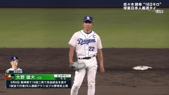 中日・大野雄大投手「完全投球ができたのは本当に良かったし、野手の皆がよく守ってくれて中村悠平捕手がいいリードをしてくれて、1球も首を振らずに投げられた」