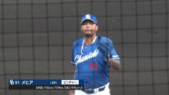 中日・メヒア、5回1失点ピッチングでマウンドを降りる