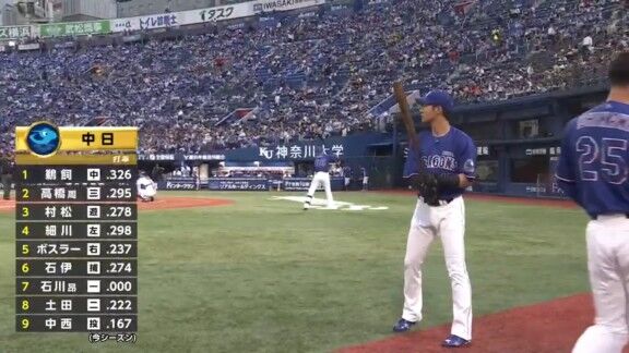 中日・石川昂弥、DeNA・ビシエドと抱き合う