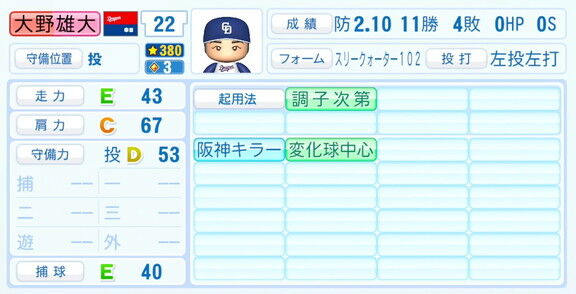中日・大野雄大、『パワプロ2026』6月11日(木)アップデートでの選手能力査定・紹介文は…? オンライン能力更新で強化される!!!