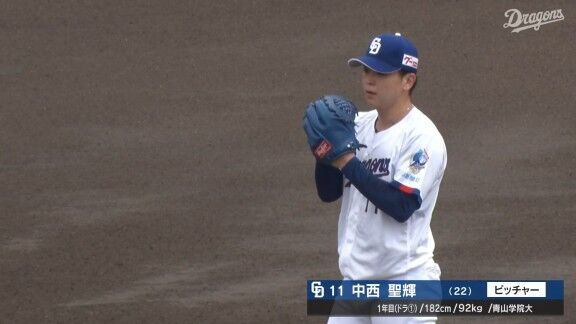 中日ドラフト1位・中西聖輝、7回3安打無失点の快投を見せる！！！