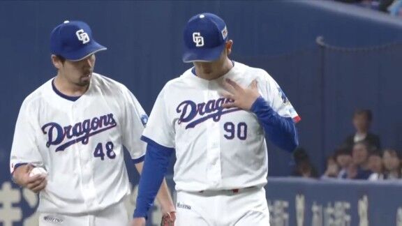 中日・松山晋也、打球が直撃するアクシデントもプレー続行　試合を締める！！！