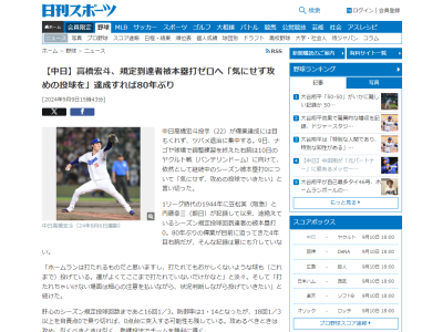 中日・高橋宏斗、継続中のシーズン被本塁打0について言い切る