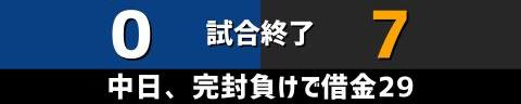 9月15日(金)　セ・リーグ公式戦「中日vs.巨人」【試合結果、打席結果】　中日、0-7で敗戦…　先制・中押し・ダメ押しを許し計7失点、打線も得点を奪えず完封負け…